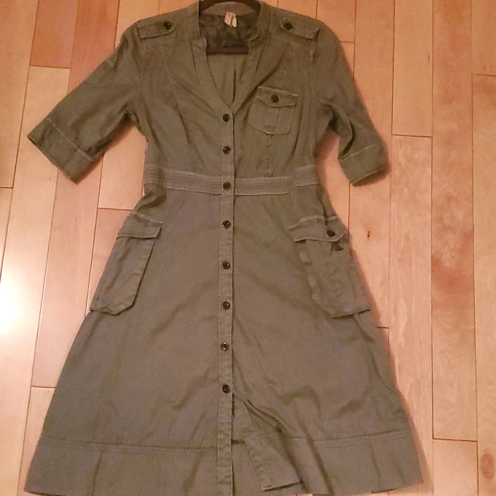 Maeve Olive Green Button-Down Dress - Picture 1 of 5